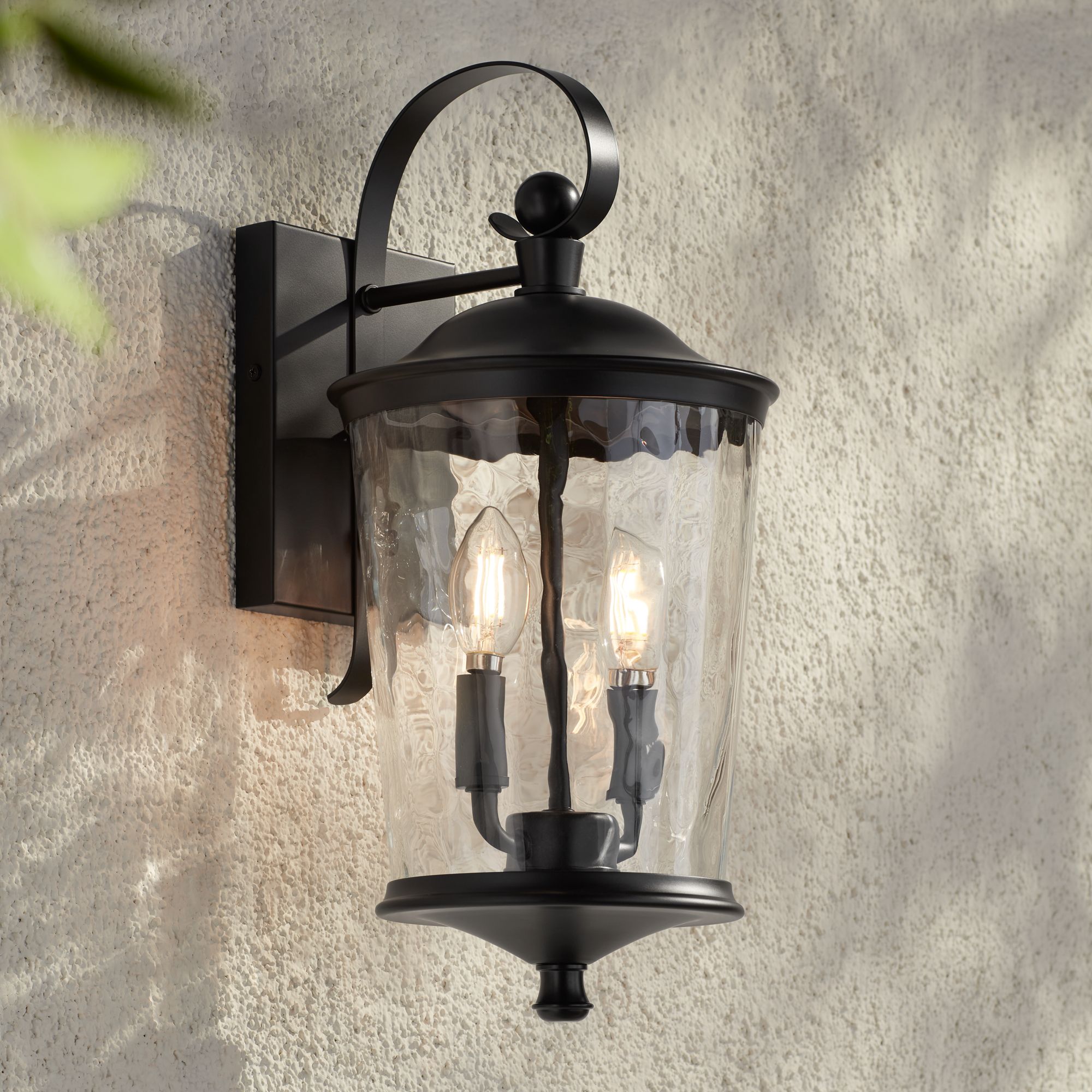 Cirilla 17 1/2" High Matte Black Outdoor Wall Light Set of 2
