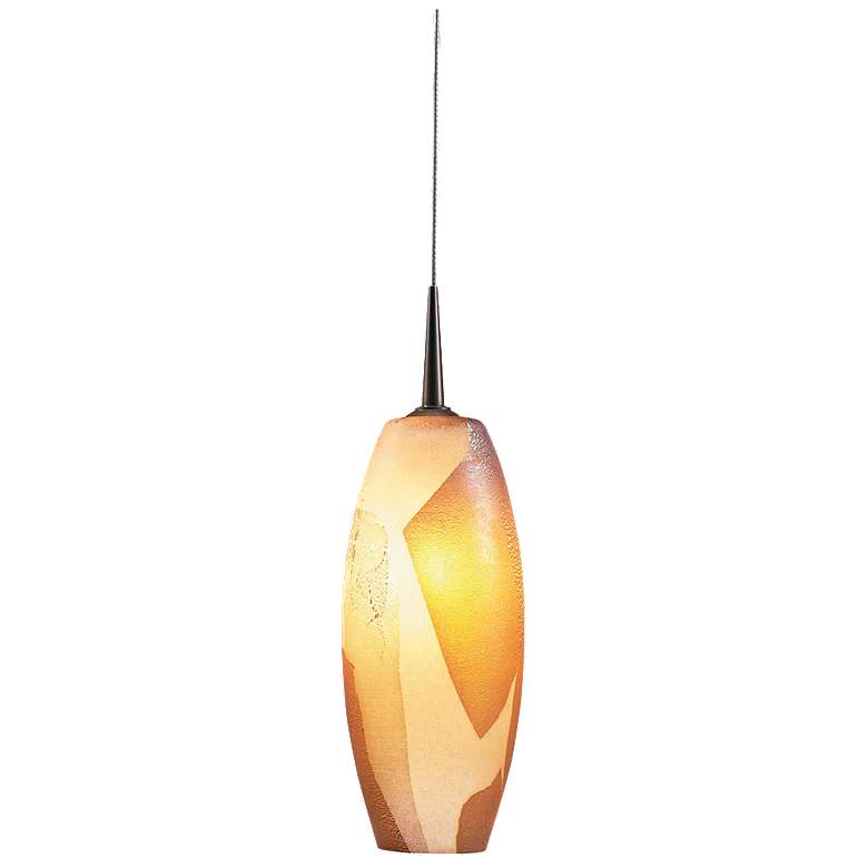 Image 1 Ciro LED Pendant - Matte Chrome Finish - Gold Leaf Glass Shade