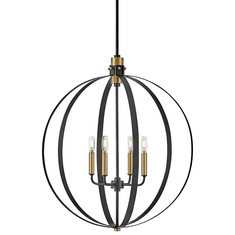 Image 3 Cirque 24 inch Wide Black Steel 4-Light Orb Chandelier