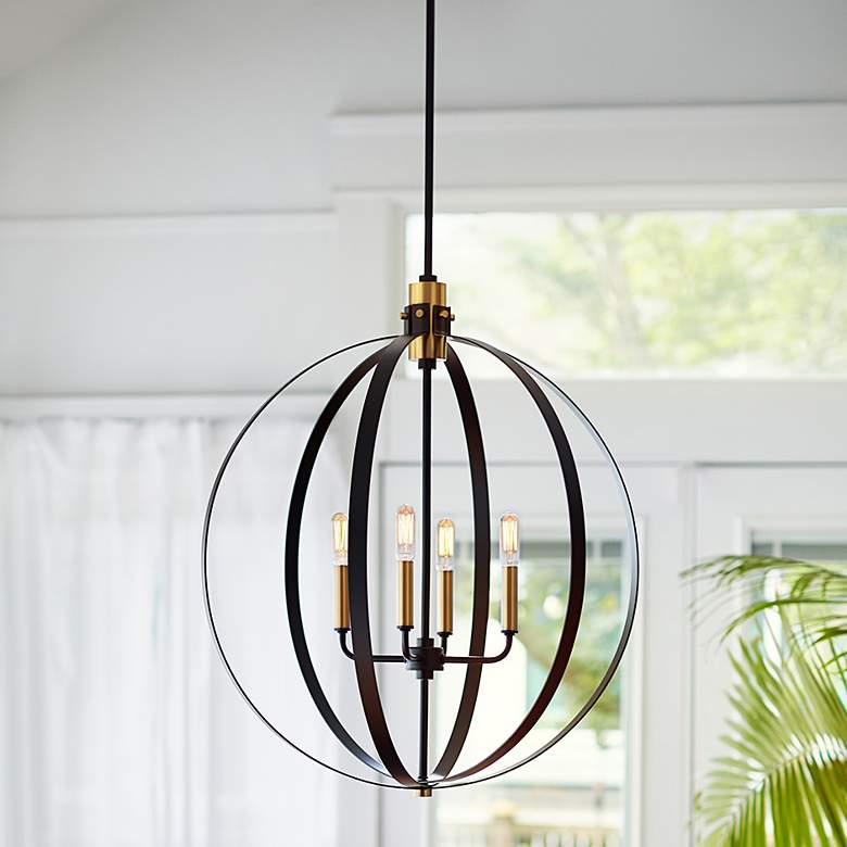 Image 2 Cirque 24" Wide Black Steel 4-Light Orb Chandelier