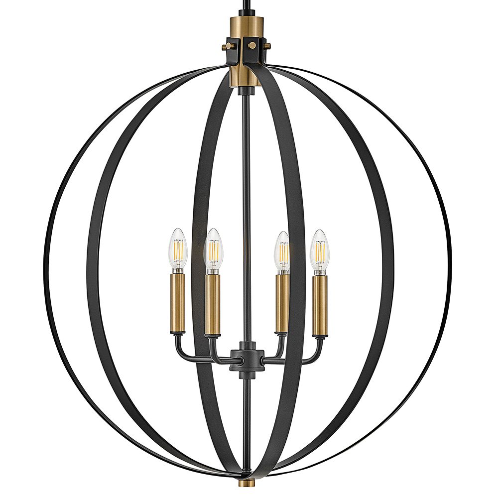 Cirque 24" Wide Black Steel 4-Light Orb Chandelier in scene