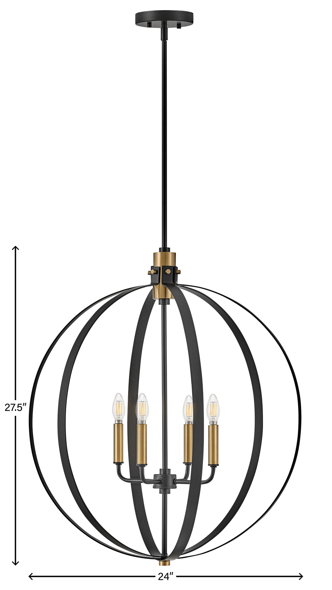 Cirque 24" Wide Black Steel 4-Light Orb Chandelier in scene