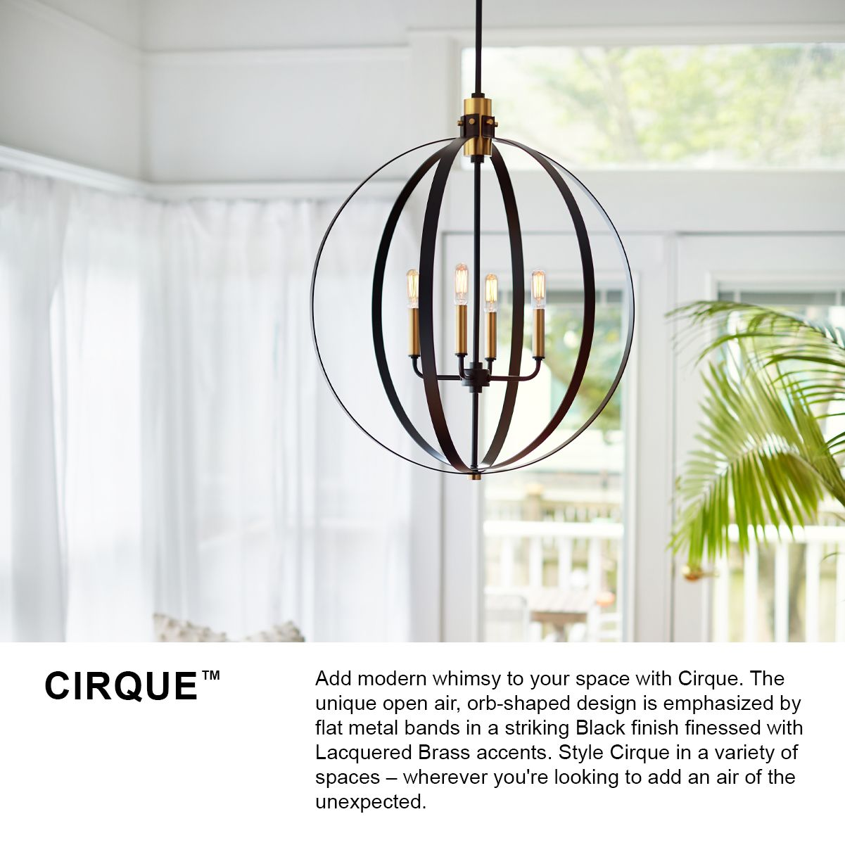 Cirque 24" Wide Black Steel 4-Light Orb Chandelier in scene