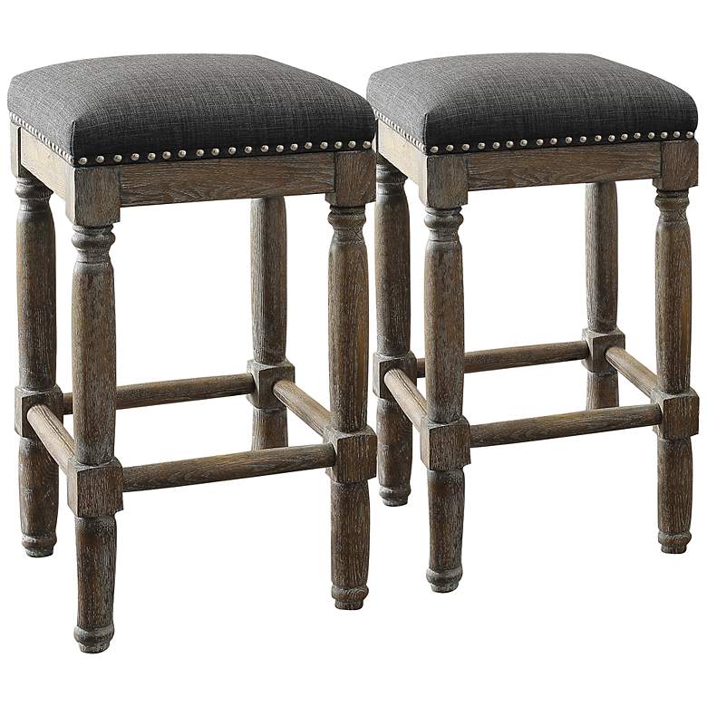 Image 2 Cirque 26 inch Gray Fabric Counter Stools Set of 2