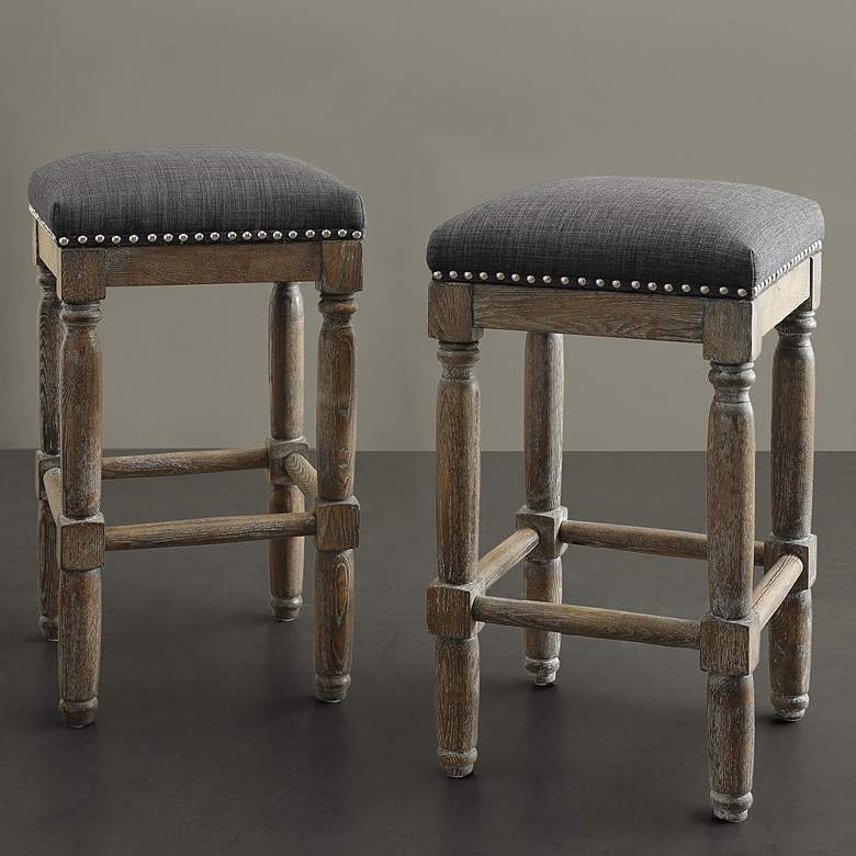 Image 1 Cirque 26 inch Gray Fabric Counter Stools Set of 2