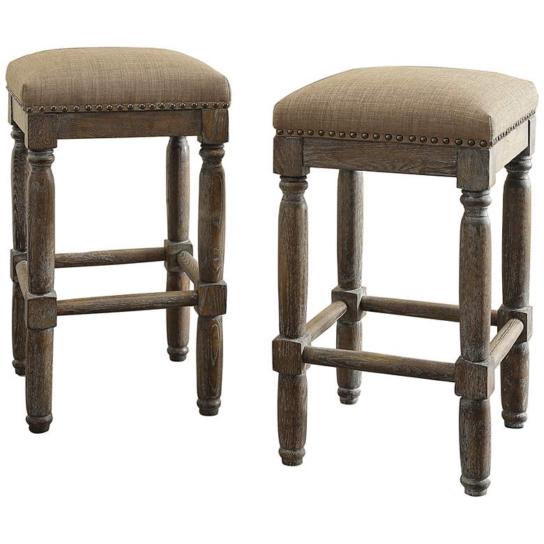 Image 7 Cirque 26 inch Sand Fabric Counter Stools Set of 2 more views