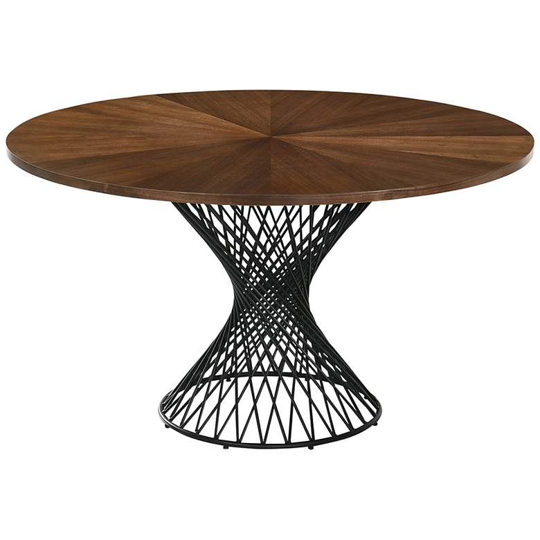 Image 1 Cirque 54 in. Round Dining Table in Walnut Wood and Metal