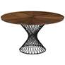 1_Cirque 54" Wide Walnut Wood Black Metal Round Dining Table