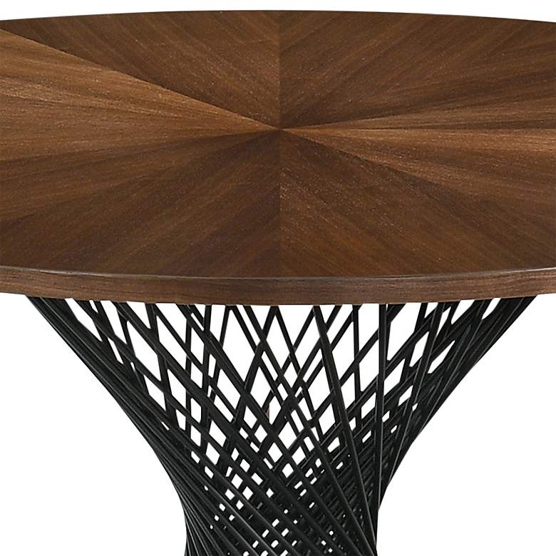 Image 2 Cirque 54" Wide Walnut Wood Black Metal Round Dining Table more views