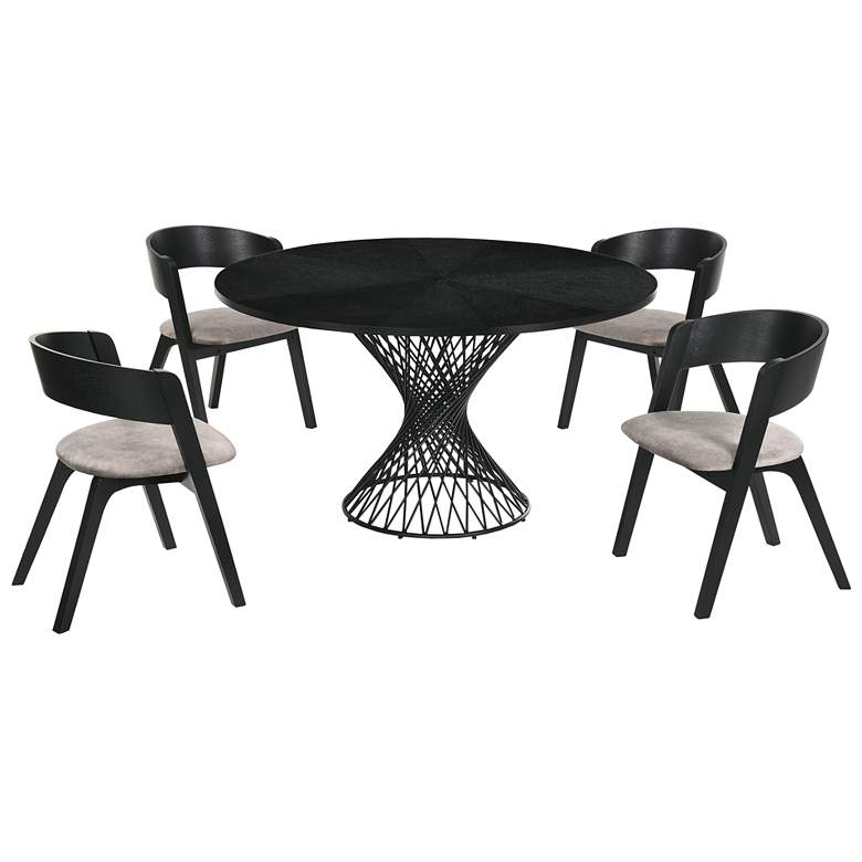 Image 1 Cirque and Jackie 5 Piece 54 In. Round Dining Set in Black Mdf and Metal