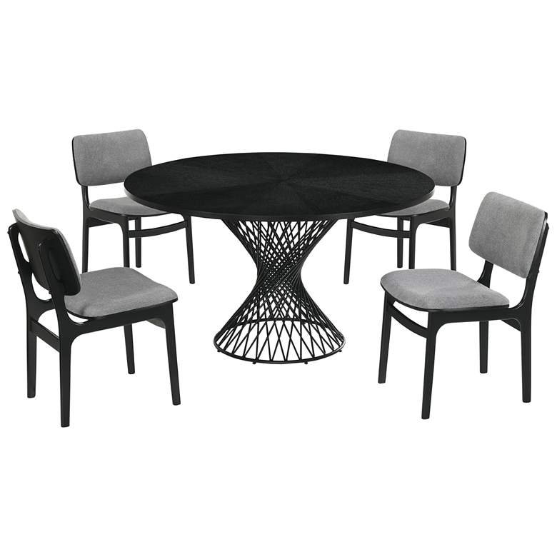 Image 1 Cirque and Lima 5 Piece 54 In. Round Dining Set in Black Mdf and Metal