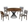Cirque and Lima 5 Piece 54 In. Round Dining Set in Walnut Mdf and Metal