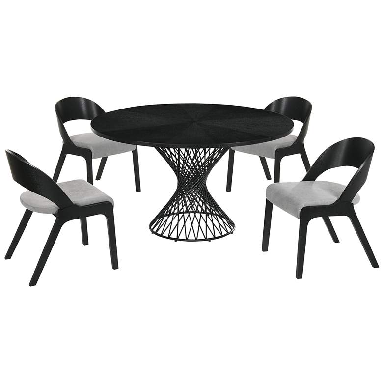 Image 1 Cirque and Polly 5 Piece 54 In. Round Dining Set in Black Mdf and Metal