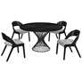 Cirque and Polly 5 Piece 54 In. Round Dining Set in Black Mdf and Metal