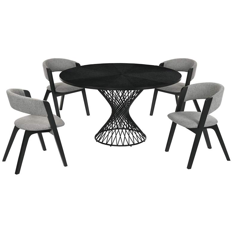 Image 1 Cirque and Rowan 5 Piece 54 In. Round Dining Set in Black Mdf and Metal