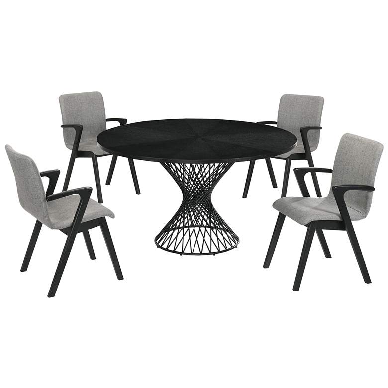 Image 1 Cirque and Varde 5 Piece 54 In. Round Dining Set in Black Mdf and Metal