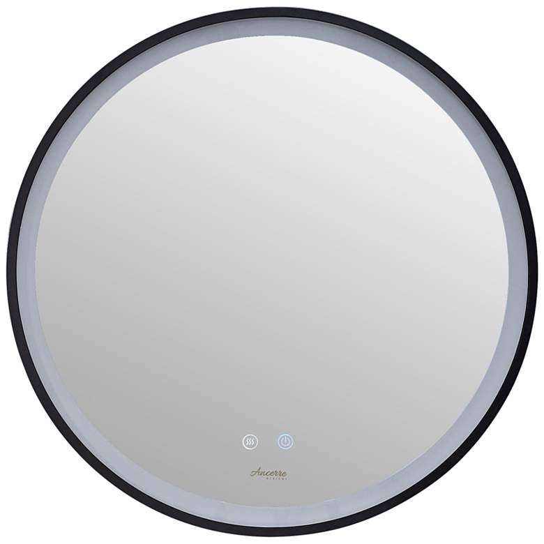 Image 2 Cirque Matte Black 24" Round LED Lighted Wall Mirror
