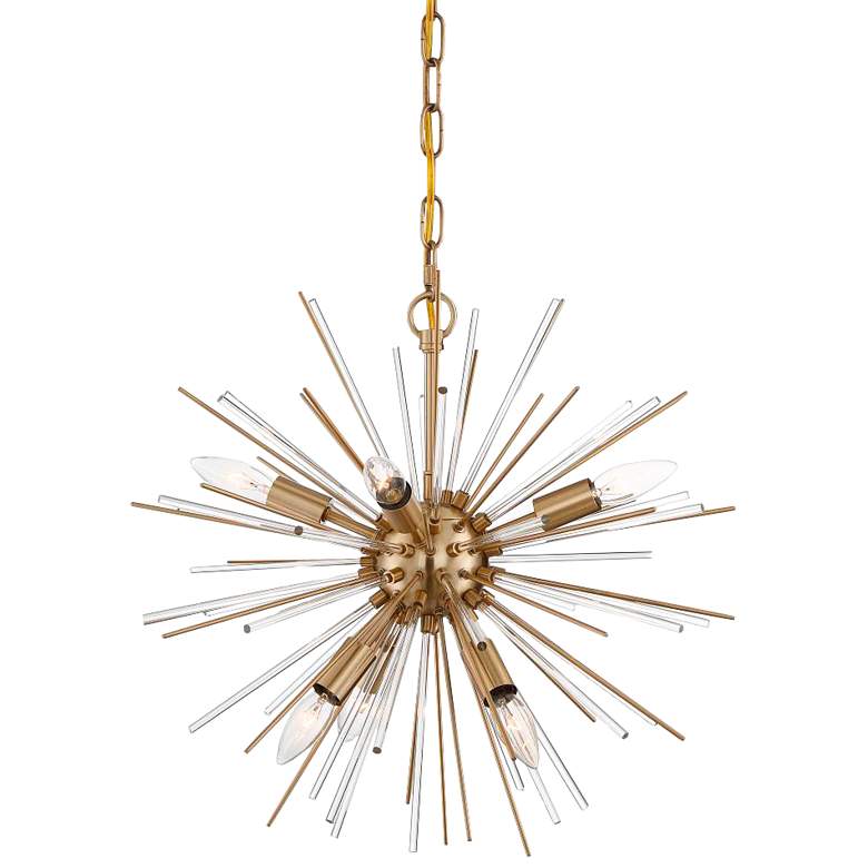 Image 1 Cirrus 16" Wide Vintage Brass 6-Light Chandelier
