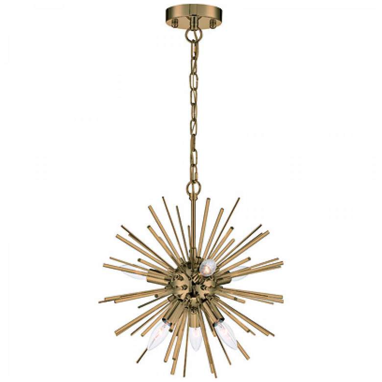 Image 3 Cirrus 16" Wide Vintage Brass 6-Light Chandelier more views