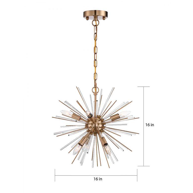 Image 4 Cirrus 16" Wide Vintage Brass 6-Light Chandelier more views