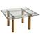 Cirrus 36" Wide Clear Glass and Wood Square Coffee Table