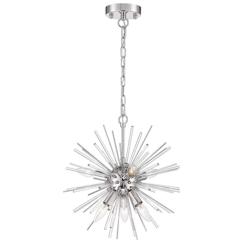 Image 1 Cirrus; 6 Light; Chandelier; Polished Nickel Finish with Glass Rods