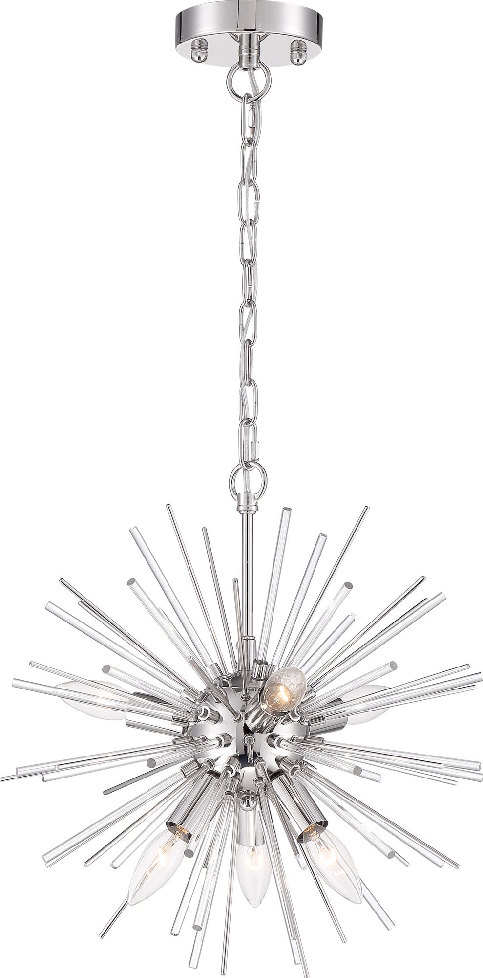 Image 3 Cirrus; 6 Light; Chandelier; Polished Nickel Finish with Glass Rods more views