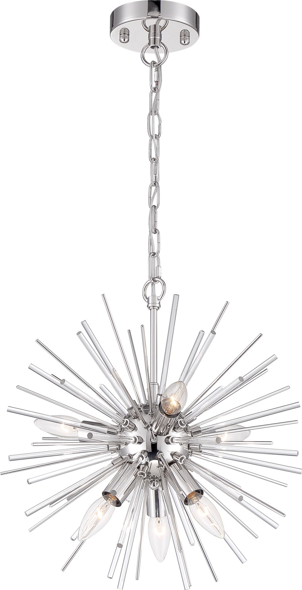 Image 4 Cirrus; 6 Light; Chandelier; Polished Nickel Finish with Glass Rods more views