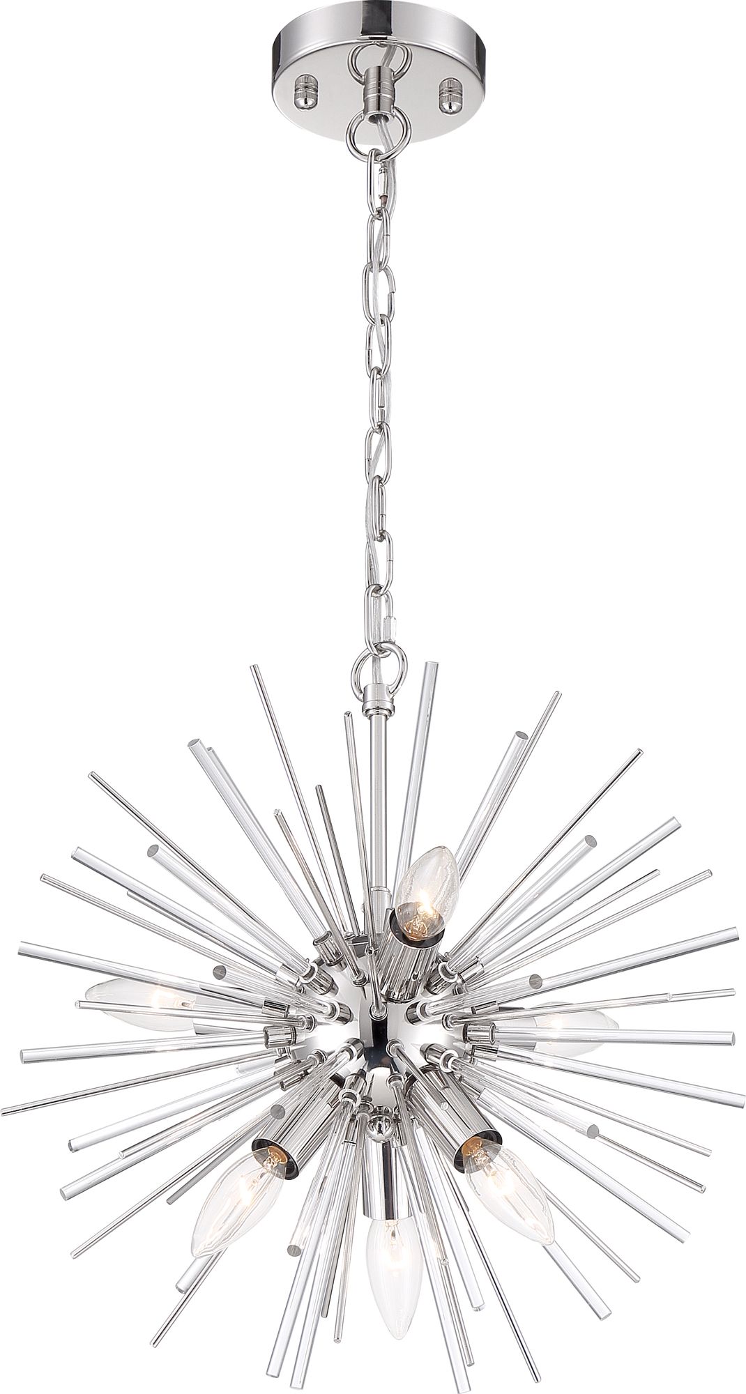 Image 5 Cirrus; 6 Light; Chandelier; Polished Nickel Finish with Glass Rods more views