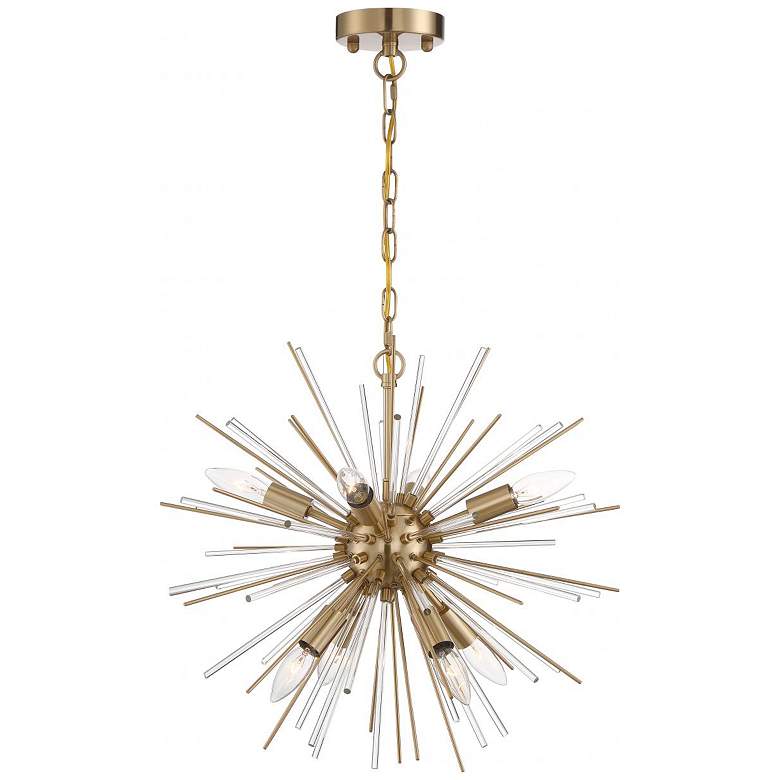 Image 1 Cirrus; 8 Light; Chandelier; Vintage Brass Finish with Glass Rods