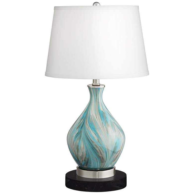 Cirrus Vase Table Lamp with Round Black Marble Riser