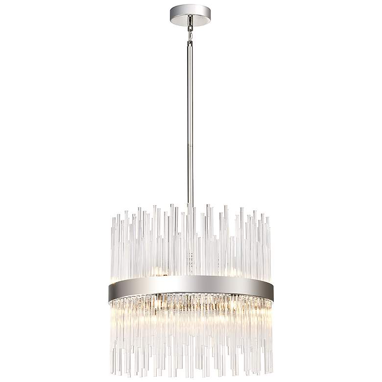 Image 1 Citadel 12-Light 18 In Sleek Polished Nickel Banded Crystal Drum Chandelier