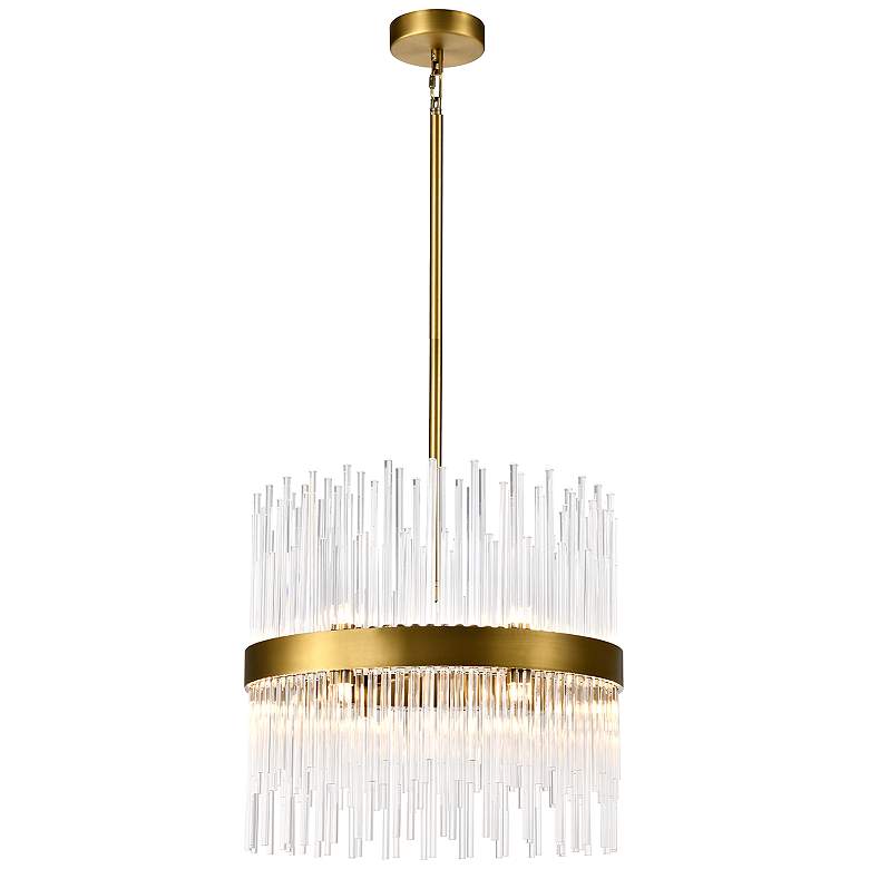 Image 1 Citadel 12-Light 18 Inch Sleek Aged Brass Banded Crystal Drum Chandelier