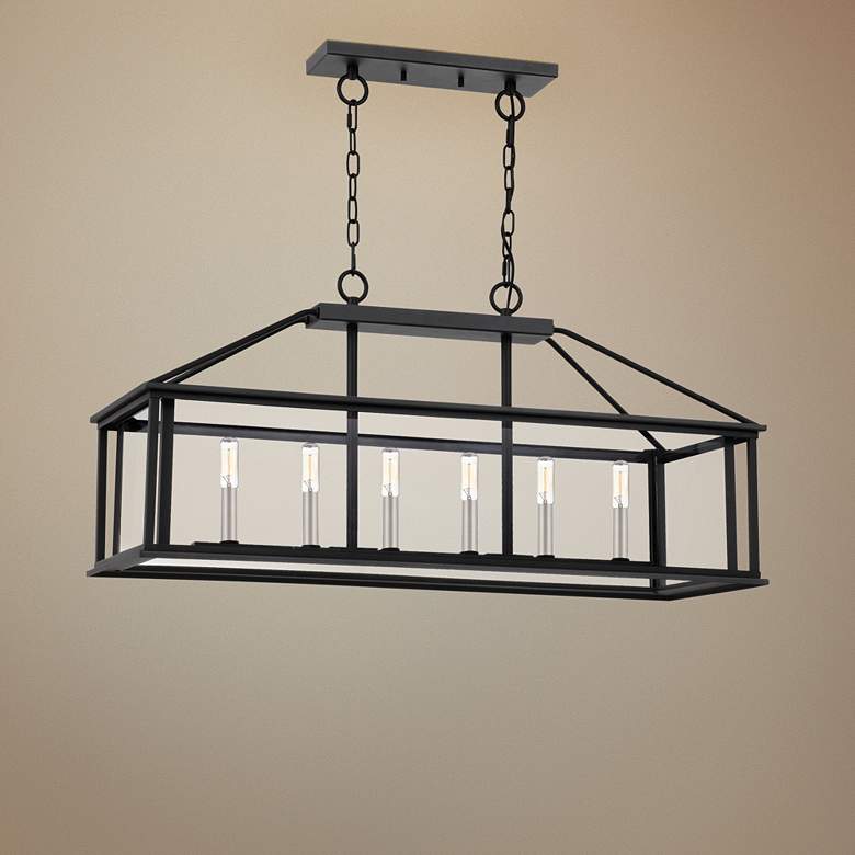 Image 1 Citadel 36" Wide Earth Black Kitchen Island Light Chandelier