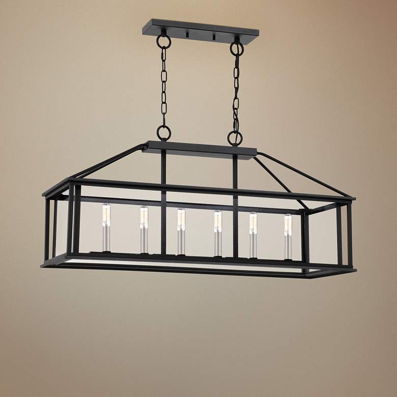 Image 1 Citadel 36 inch Wide Earth Black Kitchen Island Light Chandelier