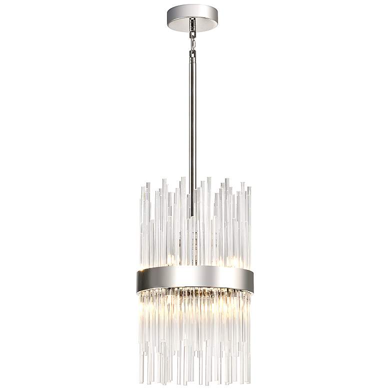 Image 1 Citadel 8-Light 10 Inch Sleek Polished Nickel Cylindrical Crystal Pendant