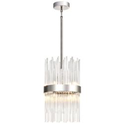 Citadel 8-Light 10 Inch Sleek Polished Nickel Cylindrical Crystal Pendant