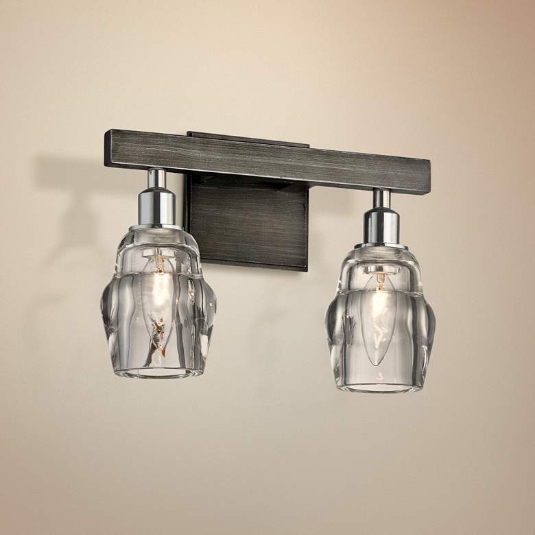 Citizen 9&quot; High Graphite and Nickel 2-Light Wall Sconce