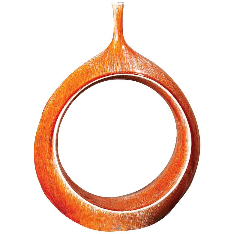 Image 1 Citrano Orange 15 3/4" High Open Ring Modern Ceramic Vase