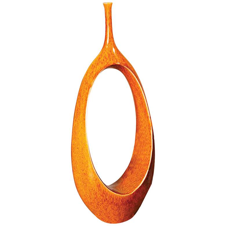Image 1 Citrano Orange 22 inch High Open Oval Ring Ceramic Vase