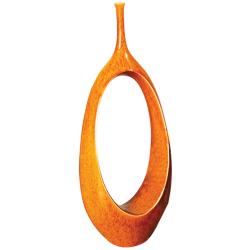 Citrano Orange 22&quot; High Open Oval Ring Ceramic Vase