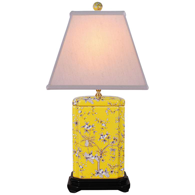 Image 1 Citrine Floral Yellow Rectangle Jar Porcelain Table Lamp