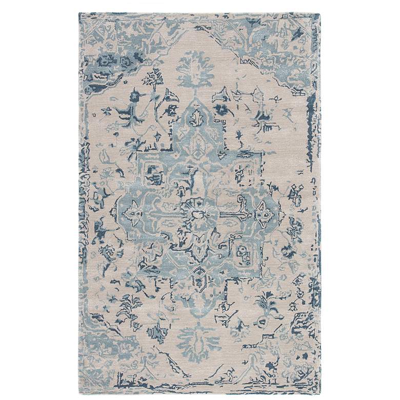 Image 2 Citrine Sasha CIT03 5'x8' Beige Blue Medallion Wool Area Rug