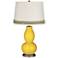 Citrus Double Gourd Table Lamp with Scallop Lace Trim