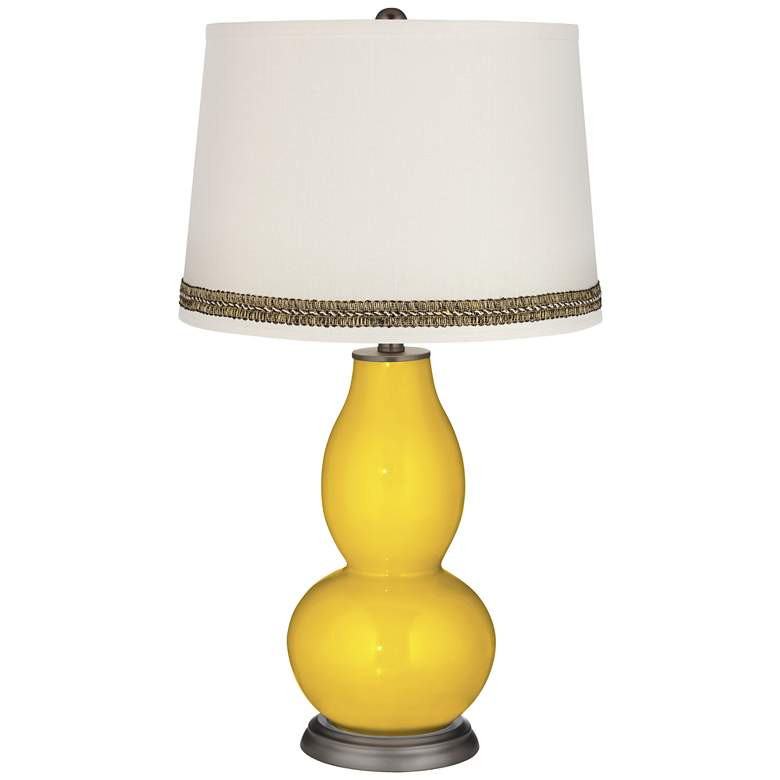 Image 1 Citrus Double Gourd Table Lamp with Wave Braid Trim