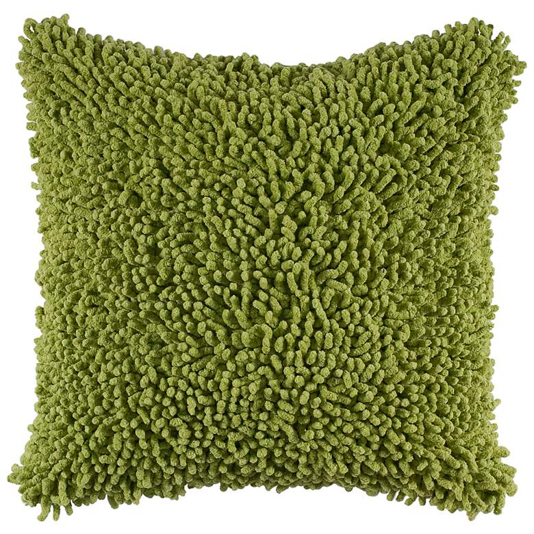 Image 1 Citrus Lime Green 18 inch Square Shag Throw Pillow