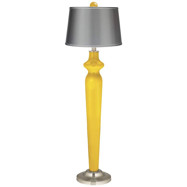 Image 1 Citrus Satin Gray Lido Floor Lamp with Color Finial