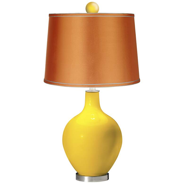 Image 1 Citrus - Satin Orange Ovo Table Lamp with Color Finial