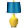 Citrus - Satin Turquoise Ovo Table Lamp with Color Finial