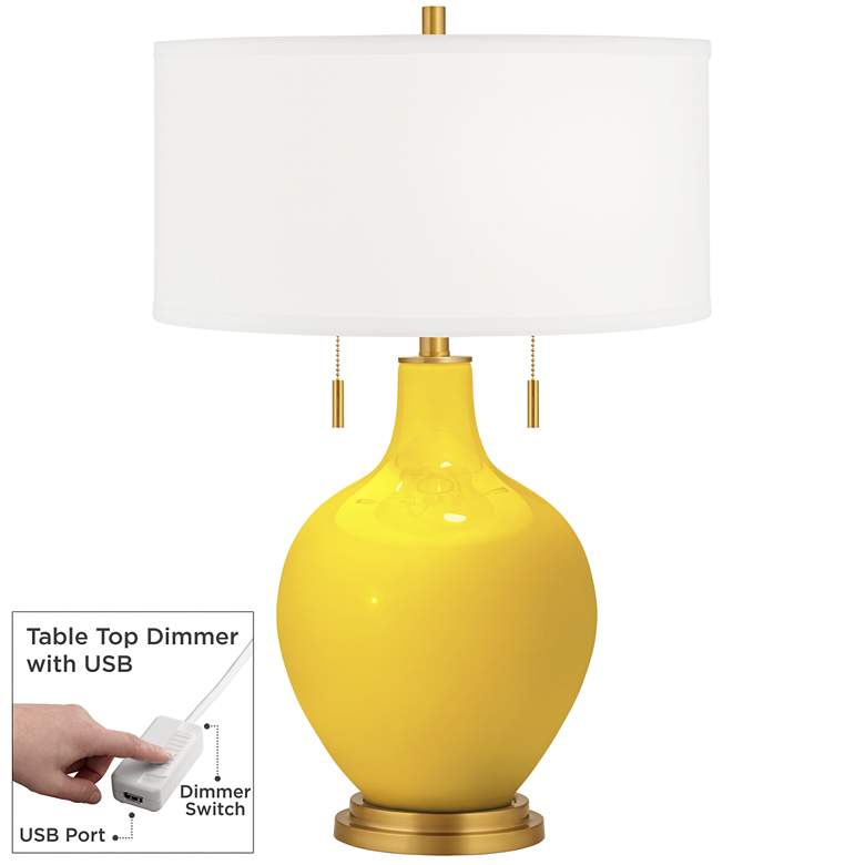 Image 1 Citrus Toby Brass Accents Table Lamp with Dimmer